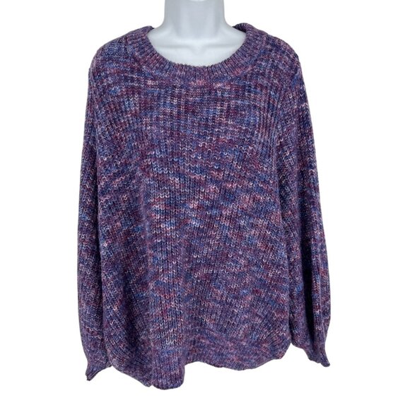 Modcloth Multicolor Acrylic & Lurex Knit Sweater W/ Balloon Sleeves Size 1X - Picture 1 of 8